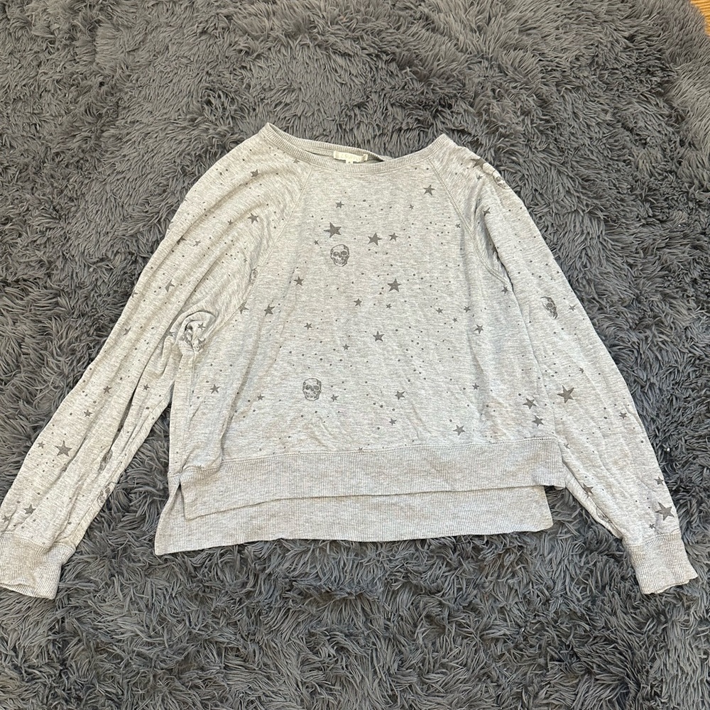 Z Supply Light Gray Star Sweatshirt